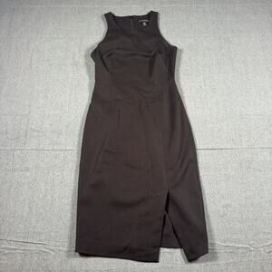 Banana Republic Black Bi Stretch Halter Sheath Dress Front Slit 00 Petite